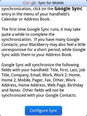 BlackBerry Torch 9800 を使い始めました《Gmailとアドレス帳の同期》Google Sync の詳細設定(2)